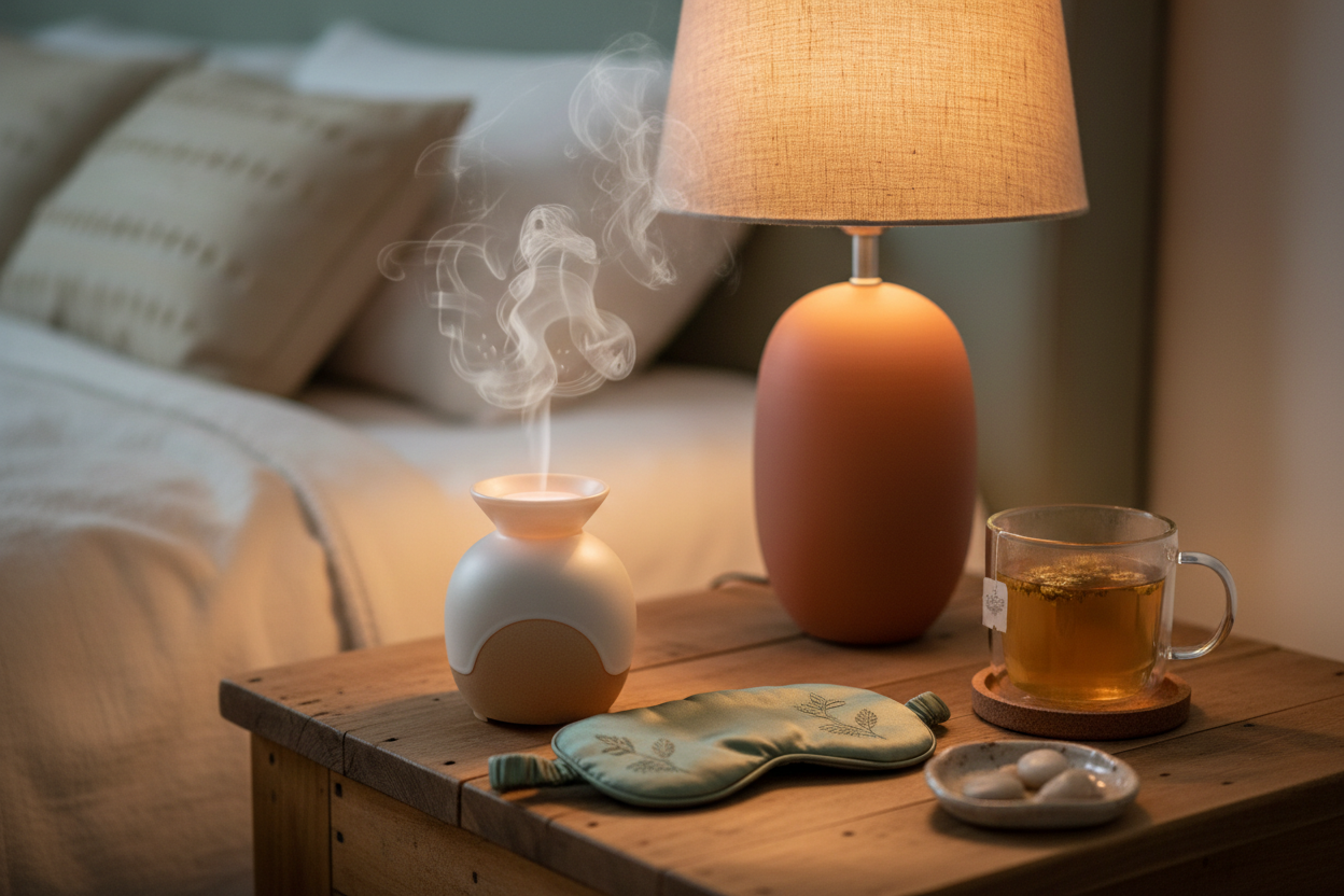Cozy Nightstand Wellness Scene